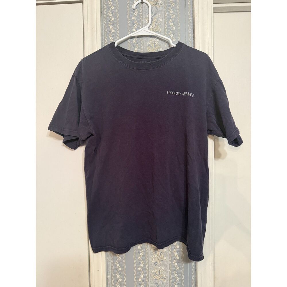 Giorgio Armani 100% Cotton Logo T-Shirt Mens Black Gray, Large